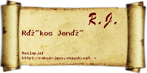 Rákos Jenő névjegykártya